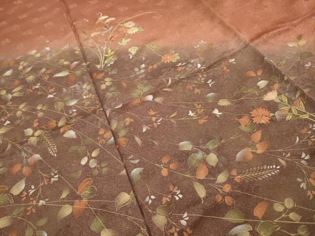 平和屋着物■訪問着　刺繍　草花文　暈し染め　金糸　金彩　正絹　逸品　AABG1166sx