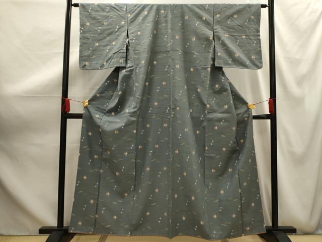 平和屋着物■上質な紬 絣文様 正絹 逸品 AABG1168sx