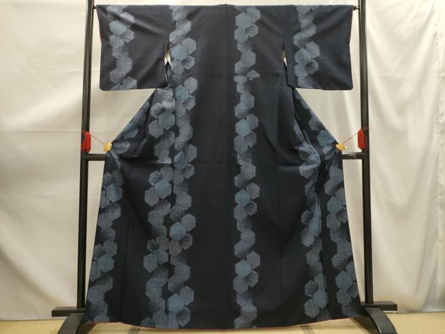 平和屋着物■上質な紬 亀甲間道 正絹 逸品 AABG1169sx