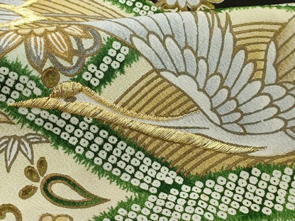 平和屋着物■豪華黒留袖　刺繍　松竹梅飛鶴宝尽くし　金糸　金彩　洗える着物　AABG1172sx