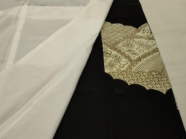 平和屋着物■豪華黒留袖　刺繍　松竹梅飛鶴宝尽くし　金糸　金彩　洗える着物　AABG1172sx