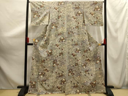 平和屋着物■上質な小紋 片輪車立波花文 金彩 正絹 逸品 AABG1177sx