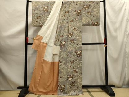 平和屋着物■上質な小紋 片輪車立波花文 金彩 正絹 逸品 AABG1177sx