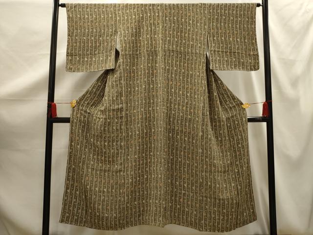 平和屋着物■上質な小紋　笹竹間道　正絹　逸品　AABG1178sx