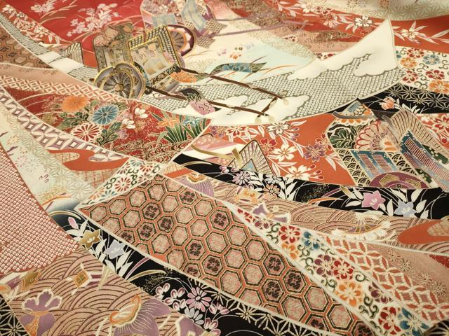 平和屋着物■豪華振袖　駒刺繍　鬘帯御所車花文　暈し染め　金彩　正絹　逸品　AABG1182sx
