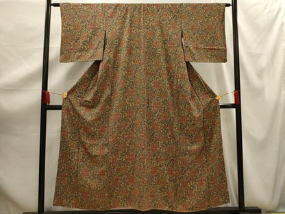 平和屋着物■上質な小紋 花唐草文 正絹 逸品 AABG1186sx