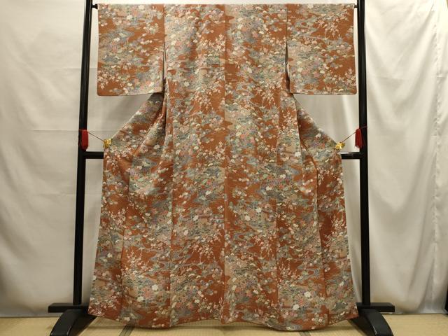 平和屋着物■上質な小紋　松竹梅風景文　正絹　逸品　AABG1190sx