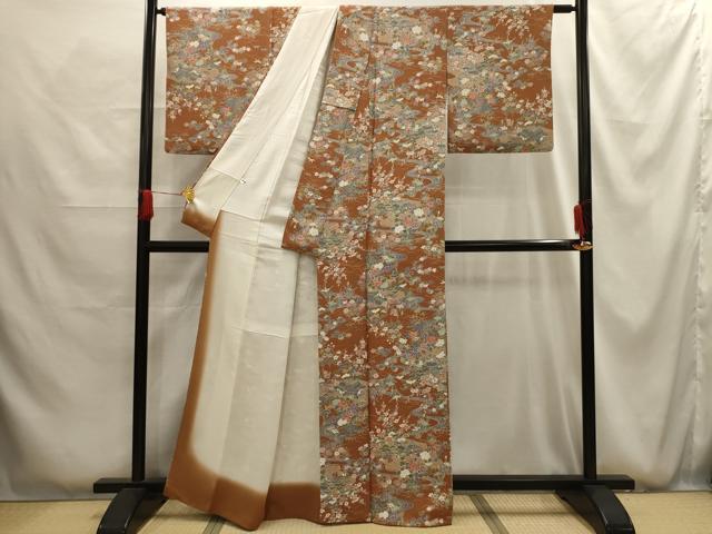 平和屋着物■上質な小紋　松竹梅風景文　正絹　逸品　AABG1190sx