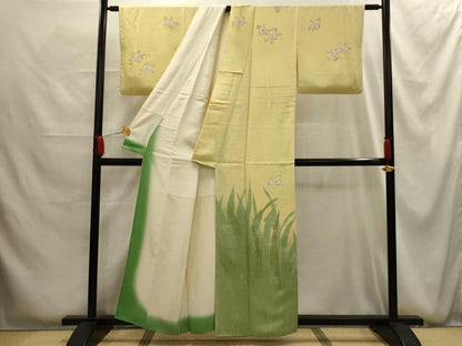 平和屋着物■訪問着　刺繍　舞花文　金糸　正絹　逸品　AABG1194sx