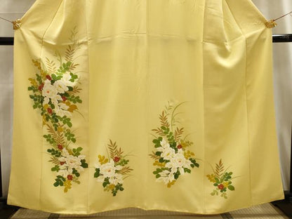 平和屋着物■訪問着　草花文　正絹　逸品　AABG1195sx
