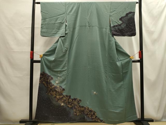 平和屋着物■訪問着　刺繍　草花文　金糸　金彩　正絹　逸品　AABG1197sx