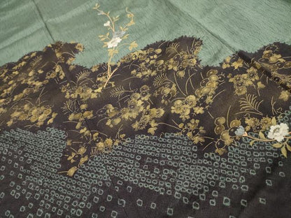 平和屋着物■訪問着　刺繍　草花文　金糸　金彩　正絹　逸品　AABG1197sx