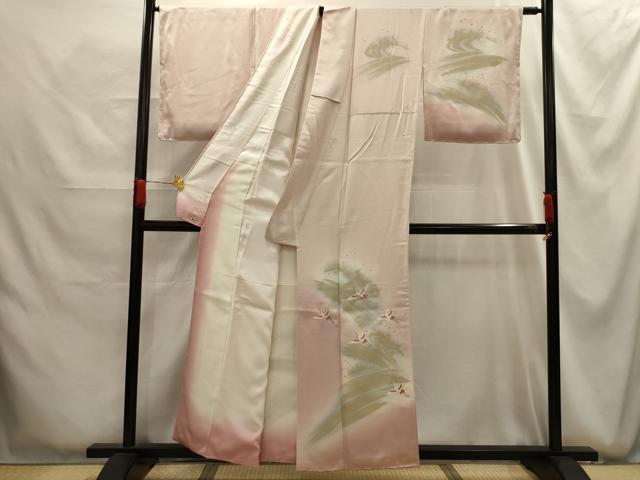 平和屋着物■訪問着　刺繍　飛鶴文　暈し染め　三越扱い　正絹　逸品　AABG1209sx