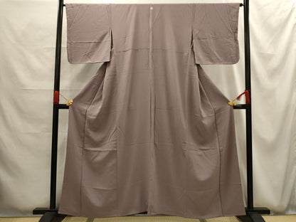 平和屋着物■上質な色無地　紋意匠　梅鼠色　正絹　逸品　AABG1210sx