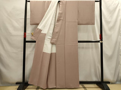 平和屋着物■上質な色無地　菊地紋　薄柿色　正絹　逸品　AABG1213sx