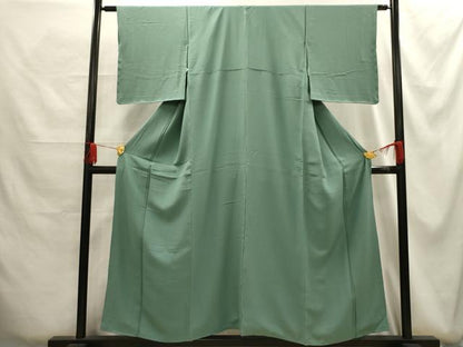 平和屋着物■上質な色無地　紋意匠　千草色　正絹　逸品　AABG1214sx