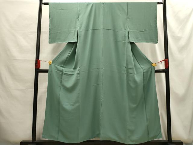 平和屋着物■上質な色無地　紋意匠　千草色　正絹　逸品　AABG1214sx