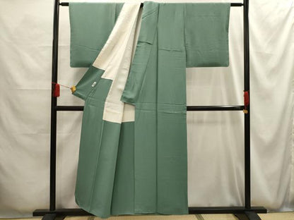 平和屋着物■上質な色無地　紋意匠　千草色　正絹　逸品　AABG1214sx