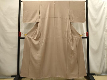 平和屋着物■上質な色無地　紋意匠　白茶色　正絹　逸品　AABG1215sx