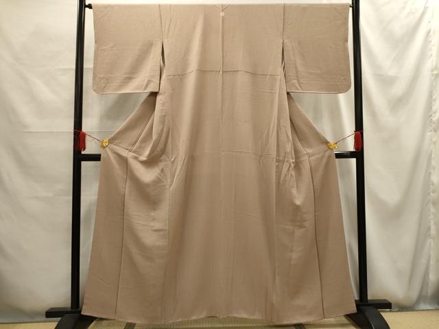 平和屋着物■上質な色無地　紋意匠　白茶色　正絹　逸品　AABG1215sx