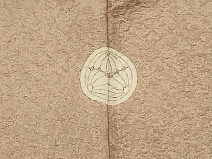 平和屋着物■上質な色無地　紋意匠　白茶色　正絹　逸品　AABG1215sx