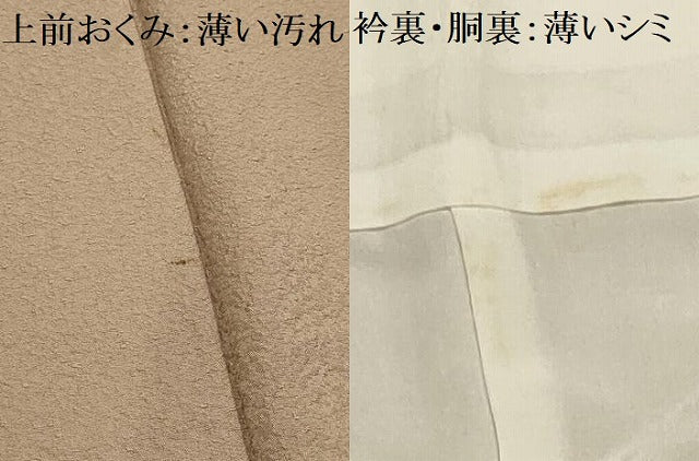 平和屋着物■上質な色無地　紋意匠　白茶色　正絹　逸品　AABG1215sx