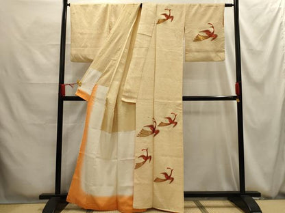 平和屋着物■訪問着　駒刺繍　絞り　飛鳥文　正絹　逸品　AABG1221sx