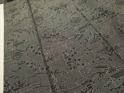 平和屋着物■本場大島紬　7マルキ　風景文　証紙付き　正絹　逸品　AABG1223sx