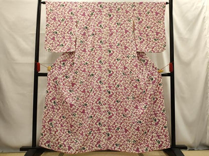 平和屋着物■上質な小紋　舞花文　正絹　逸品　AABG1232sx