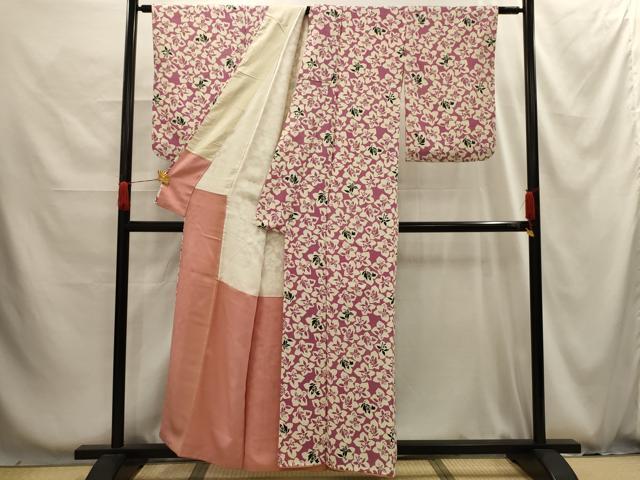 平和屋着物■上質な小紋　舞花文　正絹　逸品　AABG1232sx