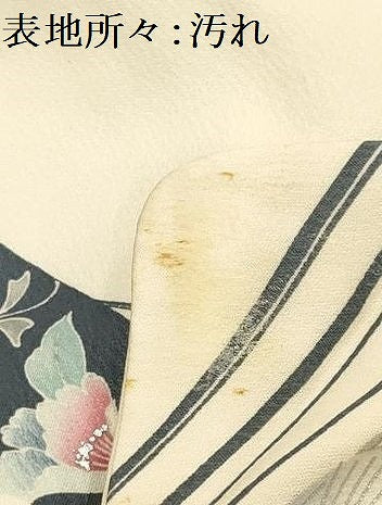 平和屋着物■上質な小紋　孔雀羽花文　銀彩　正絹　逸品　AABG1236sx