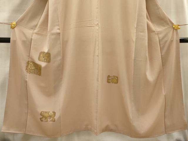 平和屋着物■訪問着　色紙草花文　金彩　正絹　逸品　AABG1247sx