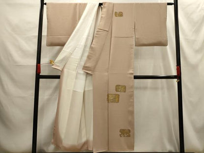 平和屋着物■訪問着　色紙草花文　金彩　正絹　逸品　AABG1247sx