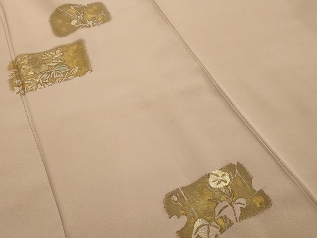 平和屋着物■訪問着　色紙草花文　金彩　正絹　逸品　AABG1247sx