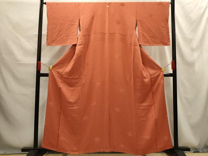 平和屋着物■上質な色無地 花菱地紋 肉桂色 正絹 逸品 AABG1254sx
