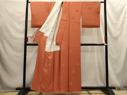 平和屋着物■上質な色無地 花菱地紋 肉桂色 正絹 逸品 AABG1254sx