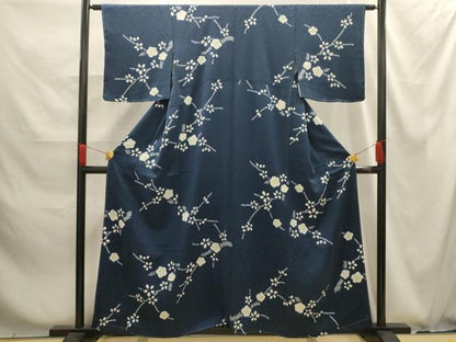平和屋着物■上質な小紋　総絞り　枝梅文　正絹　逸品　AABG1257sx