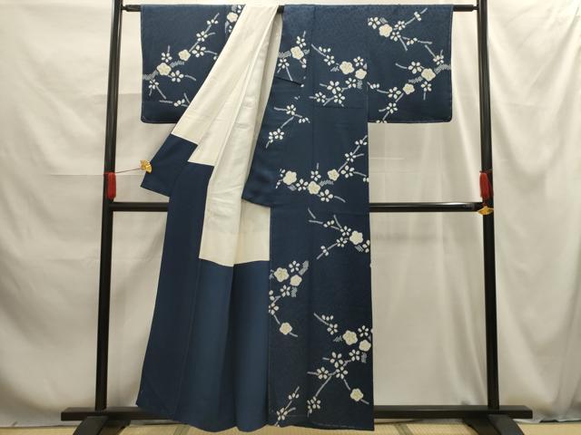 平和屋着物■上質な小紋　総絞り　枝梅文　正絹　逸品　AABG1257sx