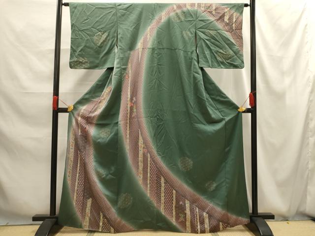 平和屋着物■訪問着 絞り 草花文 暈し染め 金彩 正絹 逸品 AABG1266sx