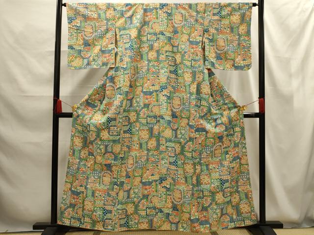 平和屋着物■上質な小紋　風景文　正絹　逸品　AABG1277sx