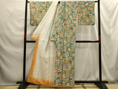 平和屋着物■上質な小紋　風景文　正絹　逸品　AABG1277sx