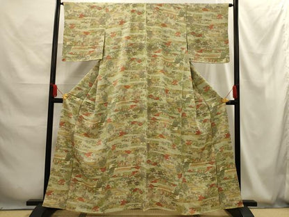 平和屋着物■上質な小紋　人物風景文　正絹　逸品　AABG1284sx