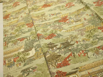 平和屋着物■上質な小紋　人物風景文　正絹　逸品　AABG1284sx