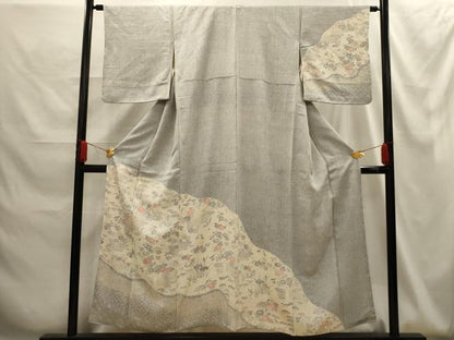 平和屋着物■訪問着　松竹梅風景文　正絹　逸品　AABG1288sx