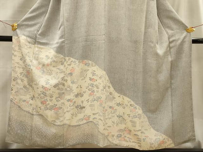 平和屋着物■訪問着　松竹梅風景文　正絹　逸品　AABG1288sx