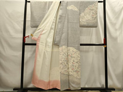 平和屋着物■訪問着　松竹梅風景文　正絹　逸品　AABG1288sx