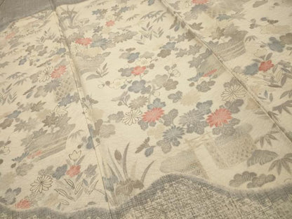 平和屋着物■訪問着　松竹梅風景文　正絹　逸品　AABG1288sx
