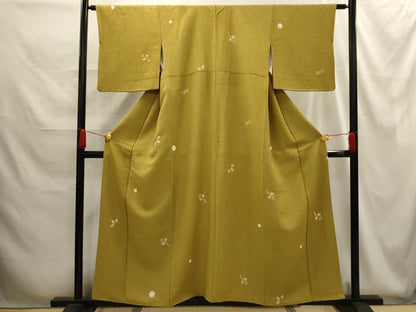 平和屋着物■上質な小紋　総絞り　舞花文　正絹　逸品　AABG1292sx