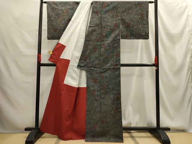 平和屋着物■上質な紬 飾花文 正絹 逸品 AABG1294sx