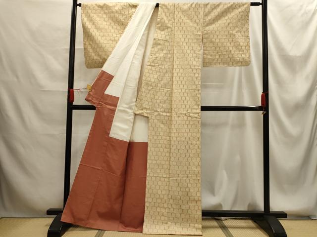 平和屋着物■上質な紬 亀甲文 正絹 逸品 AABG1296sx